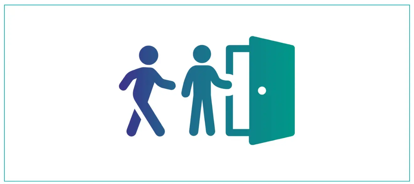 Ein Männchen öffnet dem anderen die Tür - Symbolbild zum Thema Onboarding