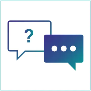 Eine Sprechblase mit einem Fragezeichen und eine weitere mit Auslassungspunkten. 