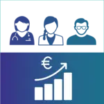 Grafik zeigt drei Personen. Unter ihnen ein Symbol für zunehmenden Gewinn.